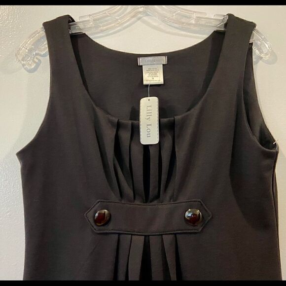 LILLY LOU NWT Women's Black Dress With Button Detail At High Waist Size Small - Picture 3 of 7